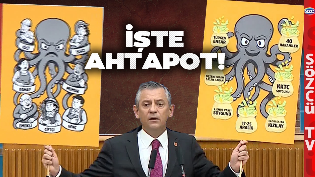 Özgür Özel Ahtapotu Kürsüde Gösterdi Tek Tek Skandalları Sıraladı! Erdoğan'a Tarihi Gönderme